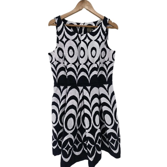 Taylor Dresses & Skirts - Taylor 14 Navy White Jacquard Dress Fit & Flare Nautical Cruise Wedding Guest